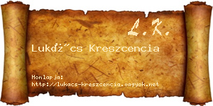 Lukács Kreszcencia névjegykártya